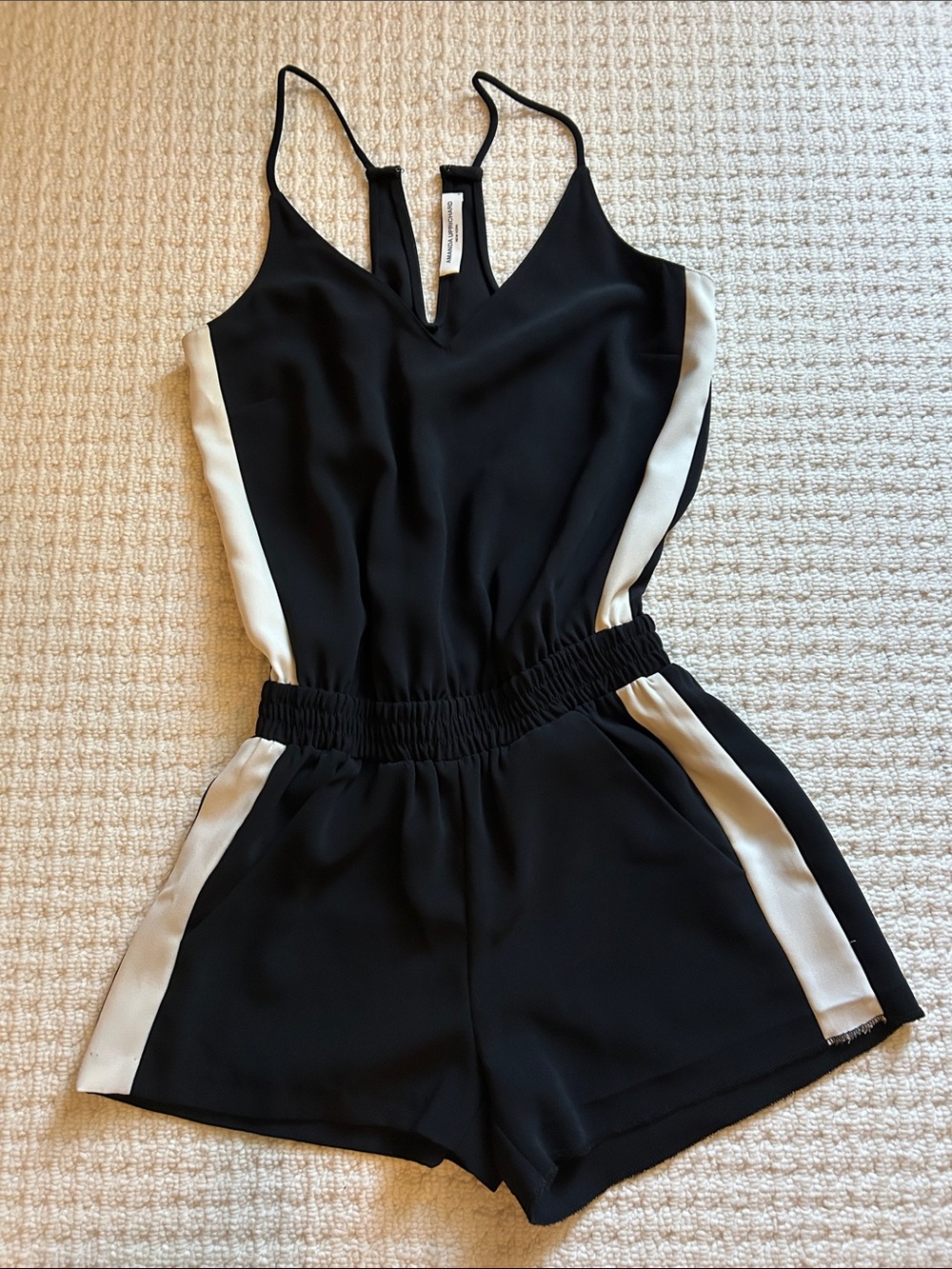 Amanda Uprichard Black Romper with White Side Panels Size XS